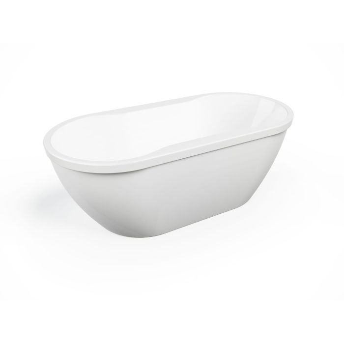 Baignoire autoportante Berlin F2 3266 AFR blanche en acrylique avec drain central et système Air