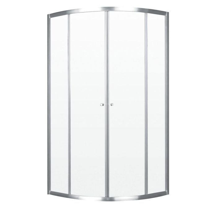 Porte de douche coulissante Barolo Néo-ronde 36 x 36 x 70 po 4 mm pour installation en coin avec verre clair et fini chrome