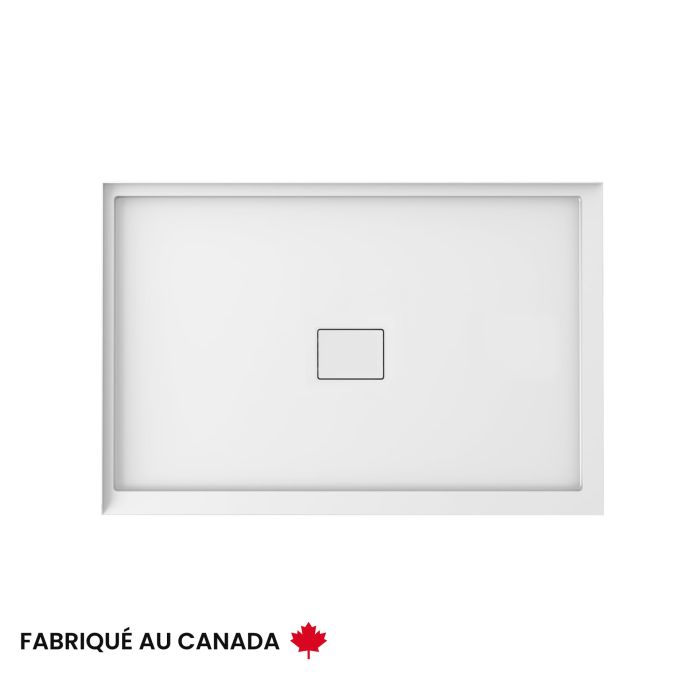 Base de douche Cache 3648 blanche en coin droite en acrylique avec drain central