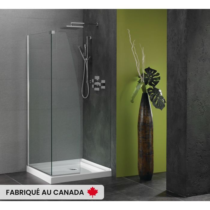 Base de douche Zen 3636 blanche pour alcôve en acrylique avec drain central