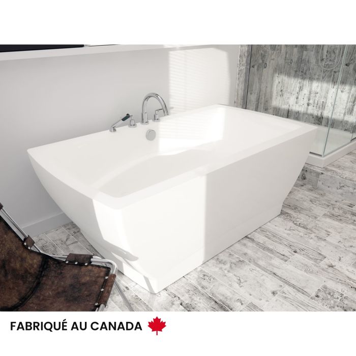 Baignoire autoportante Believe 3666 blanche en acrylique avec drain central et système Activ-Air