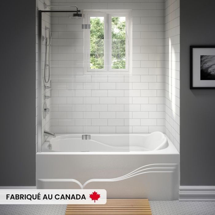 Daphne 6032 BJI Baignoire blanche alcôve en acrylique avec drain à droite et système Mass-Air