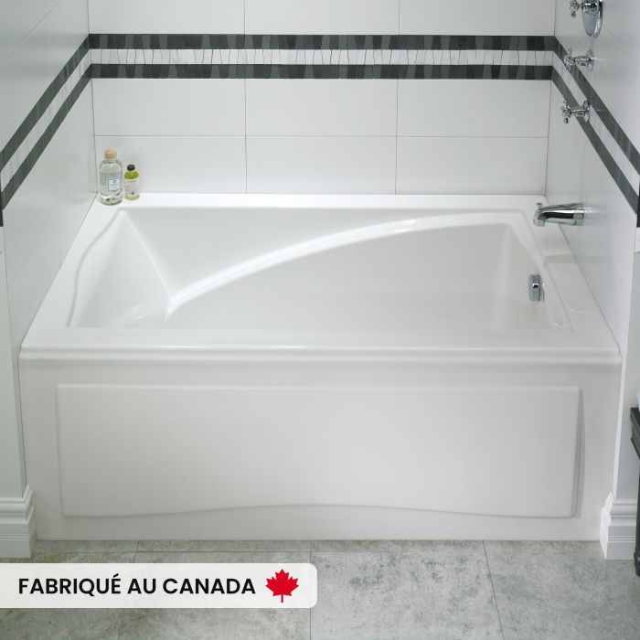 Delight 6032 BJI Baignoire blanche alcôve en acrylique avec drain à gauche et système Mass-Air