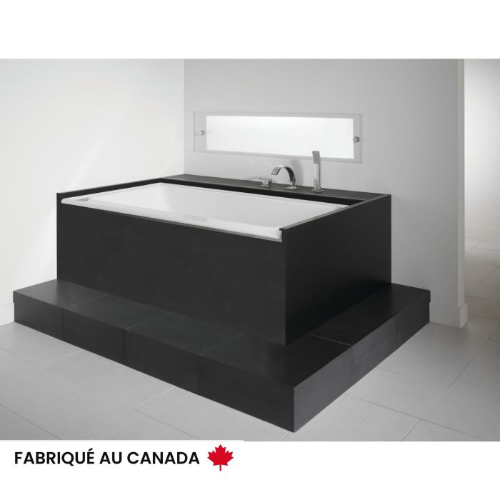 Zora 6032 BI Baignoire blanche alcôve en acrylique avec drain à droite et système Whirlpool, Mass-Air & Activ-air