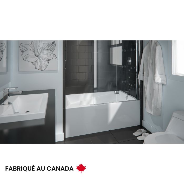Azea 3260 BJI AFR Baignoire blanche alcôve en acrylique avec drain à gauche