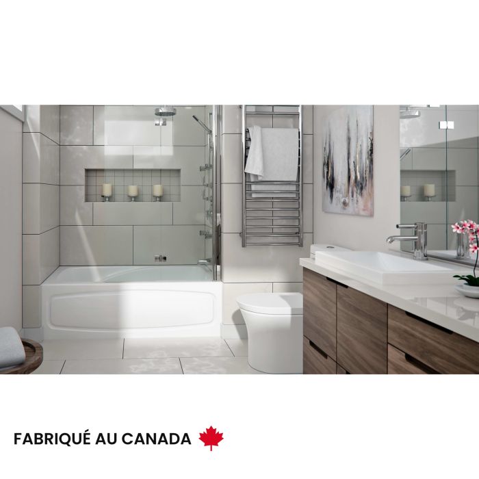 Juna 3260 BJI AFR Baignoire blanche alcôve en acrylique avec drain à droite et système Activ-Air