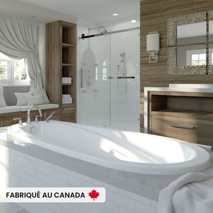 Vapora 6036 Baignoire blanche podium en acrylique avec drain reversible et système Whirlpool