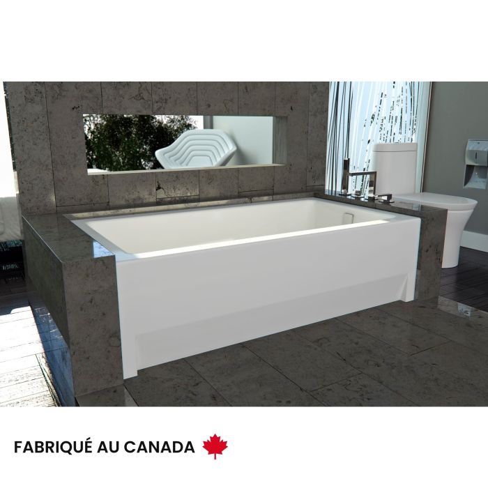 Zora 6032 BJI Baignoire blanche alcôve en acrylique avec drain à gauche et système Whirlpool, Mass-Air & Activ-air