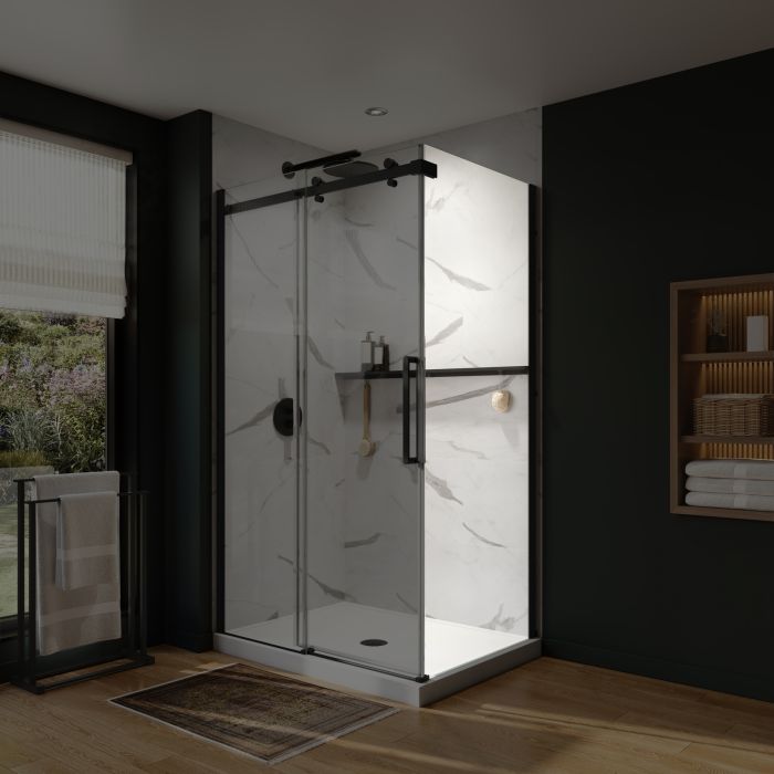 Panneau de retour pour base Axion 32 po, avec verre clair et fini noir mat