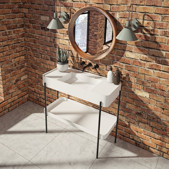 Melville 47 console blanc mat en surface solide