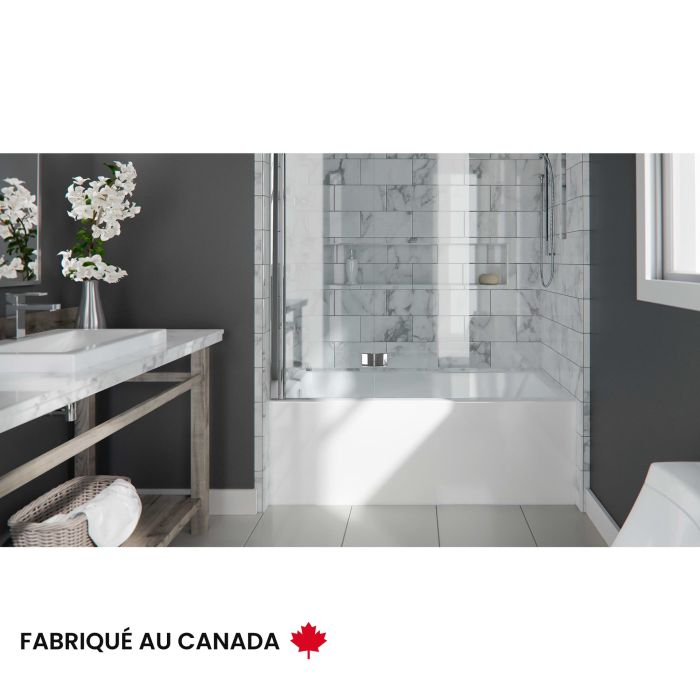 Albana 3060 BJI AFR Baignoire blanche alcôve en acrylique avec drain à gauche et système Tourbillon