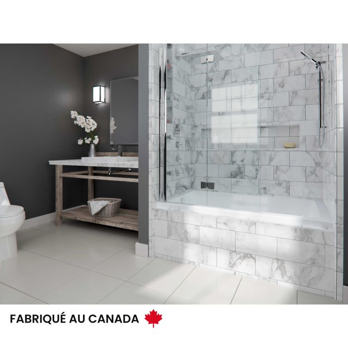 Albana 3260 BI AFR Baignoire blanche alcôve en acrylique avec drain à gauche et système Activ-Air