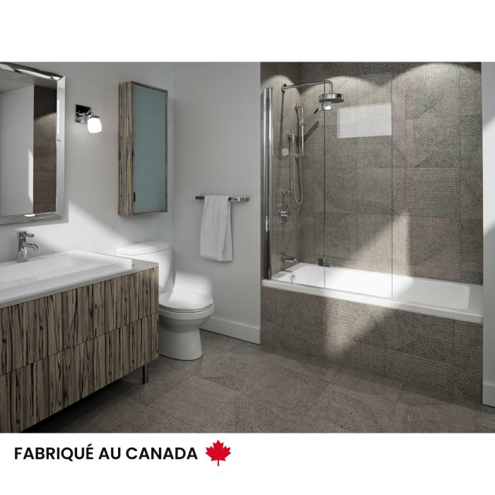 Albana 3266 BI AFR Baignoire blanche alcôve en acrylique avec drain à gauche et système Tourbillon