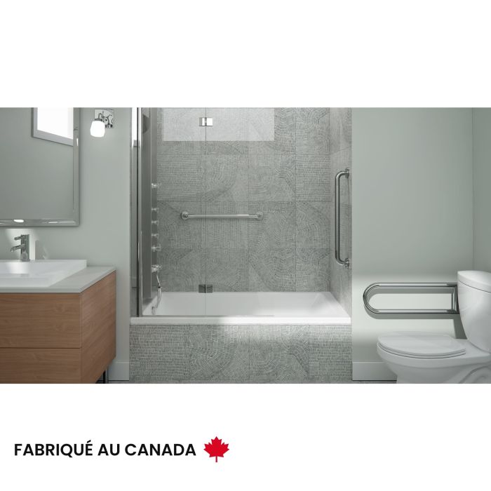 Astica 3060 BI Baignoire blanche alcôve en acrylique avec drain à gauche