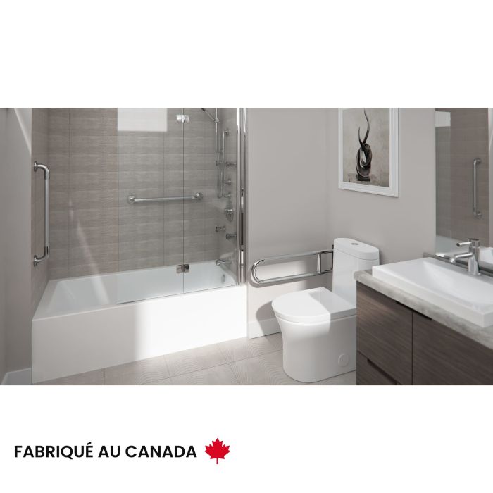 Astica 3060 BJI AFR ADA Baignoire blanche alcôve en acrylique avec drain à droite
