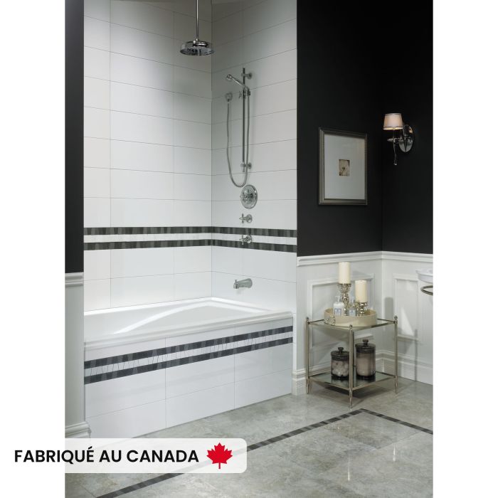 Delight 6032 Baignoire blanche podium en acrylique avec drain reversible et système Mass-Air & Activ-Air