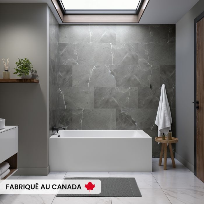 Pia 3260 BJI AFR Baignoire blanche en coin gauche en acrylique avec drain à gauche