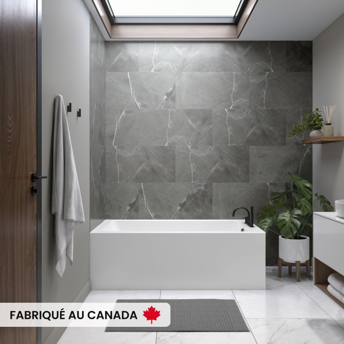 Pia 3260 BJI AFR Baignoire blanche en coin gauche avec drain à droite