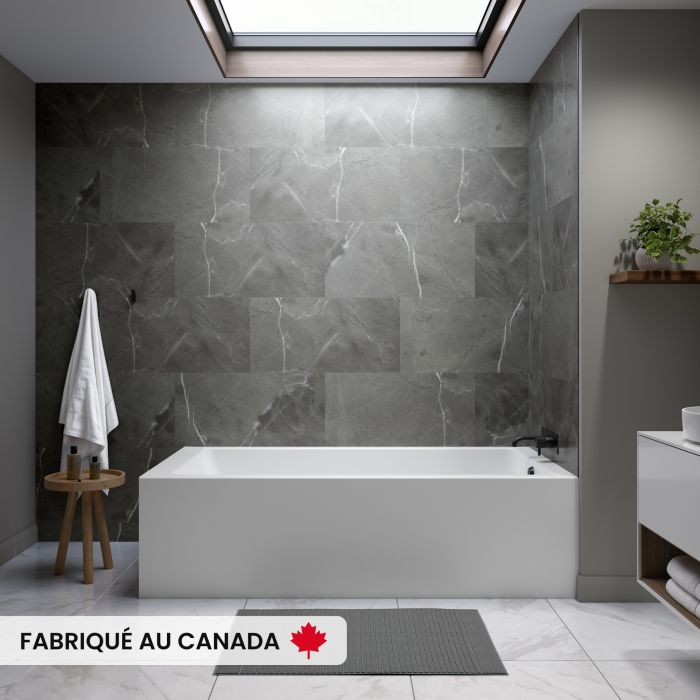 Pia 3272 BJI AFR Baignoire blanche en coin gauche en acrylique avec drain à gauche