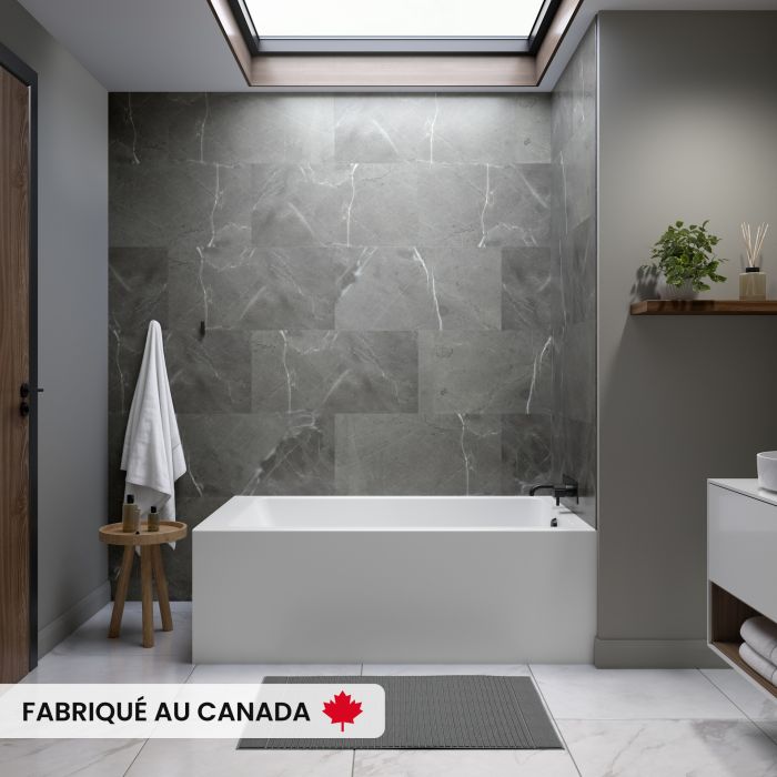 Pia 3660 BJI AFR Baignoire blanche en coin gauche en acrylique avec drain à gauche