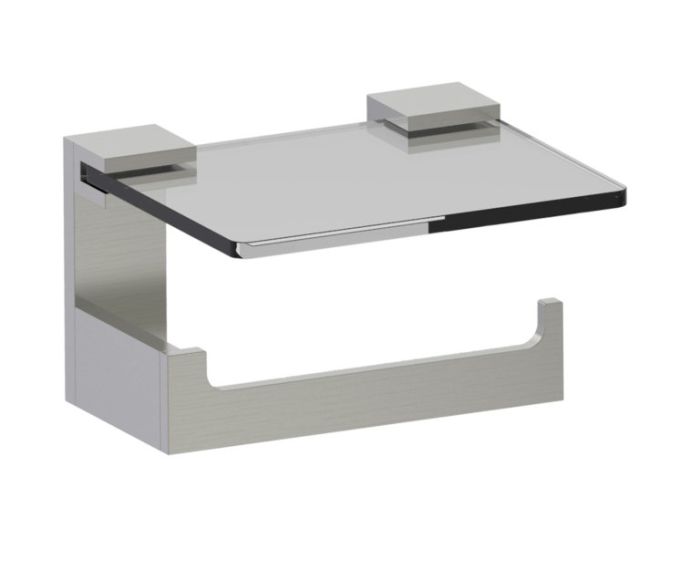 porte-papier hygiénique with tablette en verre BERLIN 232159 nickel brossé