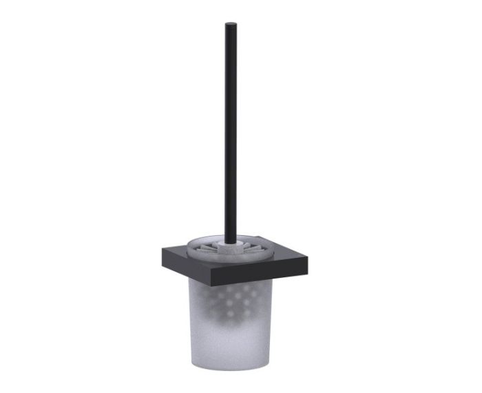 montage muraled ensemble brosse de toilette with verre givré BERLIN 232610 noir mat