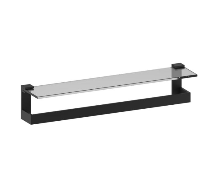 24 po tablette en verre givré avec barre à serviette BERLIN 232678 noir mat
