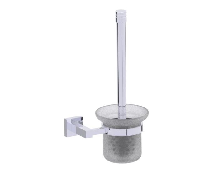 montage muraled ensemble brosse de toilette with verre givré LONDON 248610 chrome poli