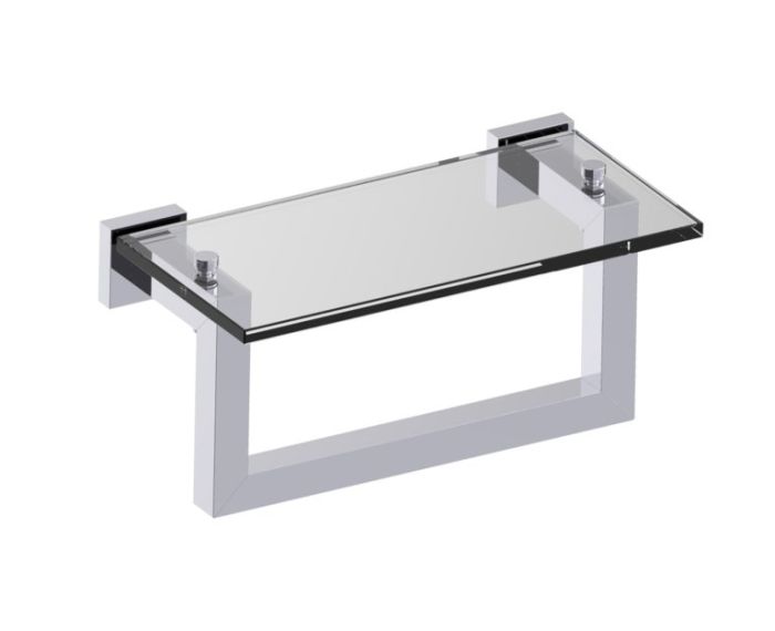 10 po tablette en verre avec barre à serviette LONDON 248676 chrome poli