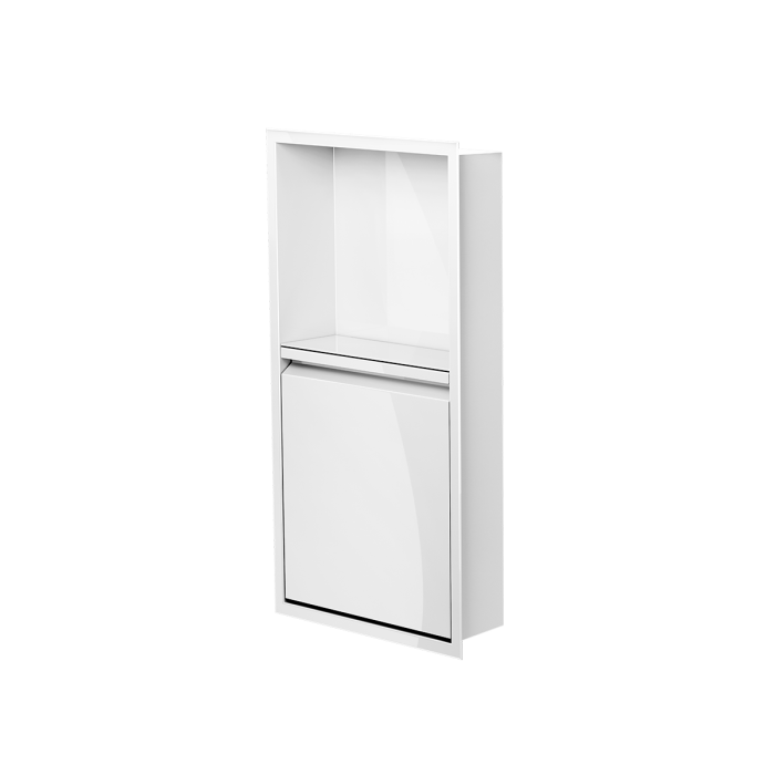 Niche de douche avec porte 24 po x 12 po blanc lustré