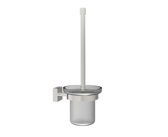 montage muraled ensemble brosse de toilette with verre givré MADRID 262610 nickel poli