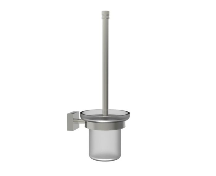 montage muraled ensemble brosse de toilette with verre givré MADRID 262610 nickel brossé