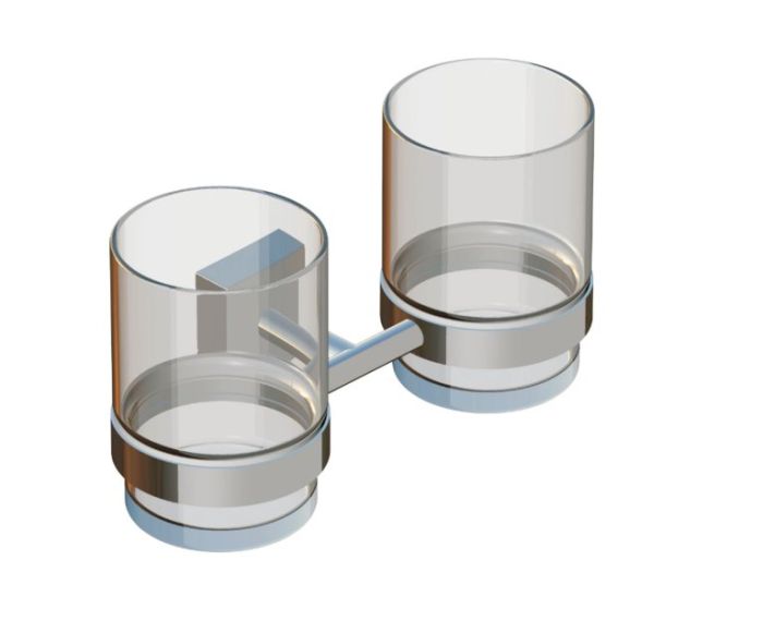 double Bathroom Tumbler Cup & Toothbrush Holder MADRID 262662 chrome poli