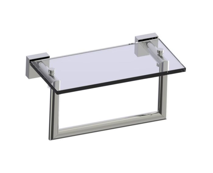 10 po tablette en verre avec barre à serviette MADRID 262676 nickel poli