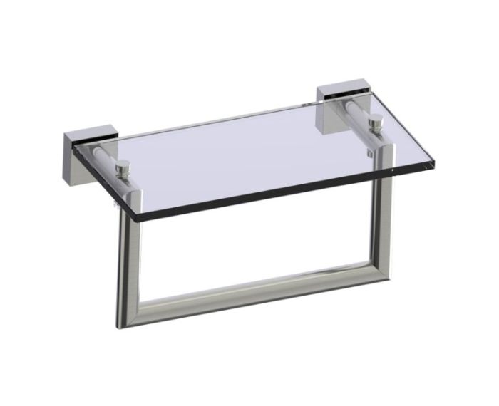 10 po tablette en verre avec barre à serviette MADRID 262676 nickel brossé