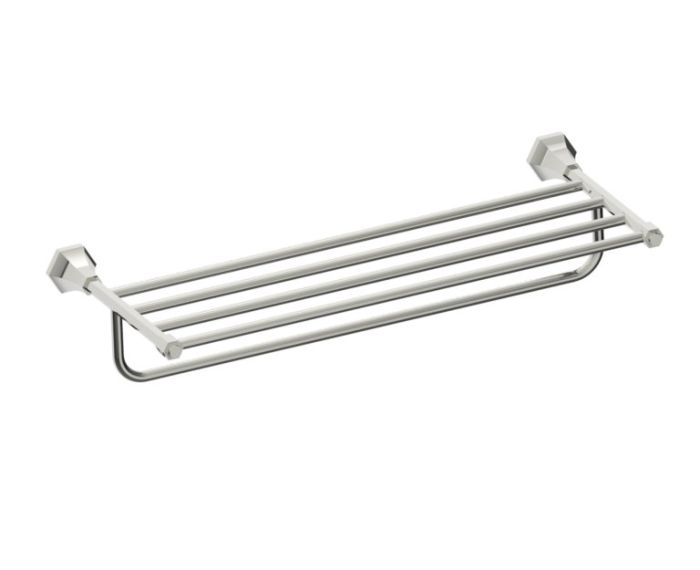 tablette porte-serviettes avec barre à serviette PISA 342442 nickel poli