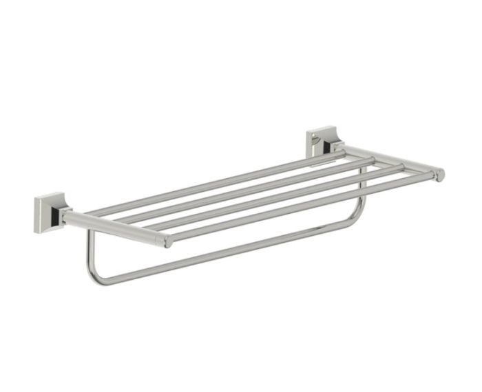 tablette porte-serviettes avec barre à serviette 21 po GLASGOW 390442 nickel poli