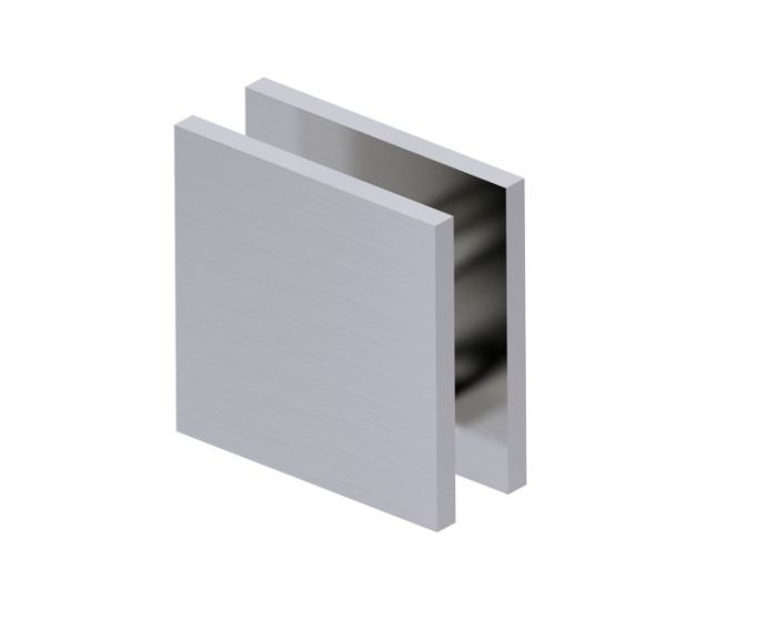 Square Style Hole-in-Glass Fixed Glass Panel U-Clamp BRADFORD 50051 nickel brossé