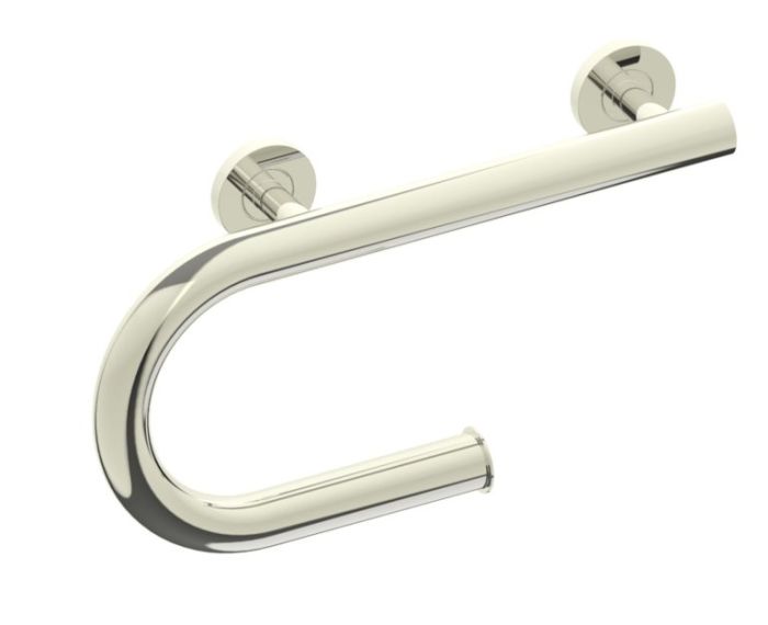 barre d'appui avec porte-papier hygiénique droite 8289110 nickel poli