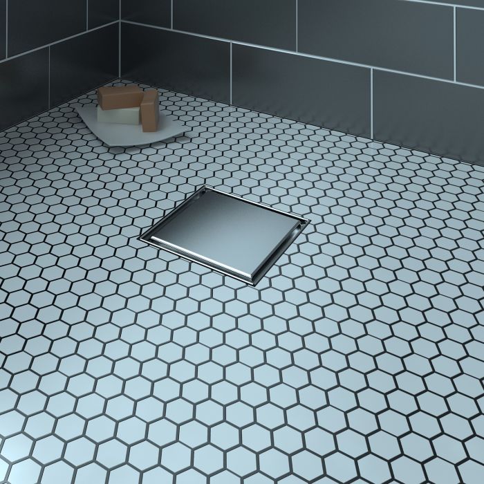 Grille carrée en inox 6 po x 6 po plaque réversible Drain carré inox