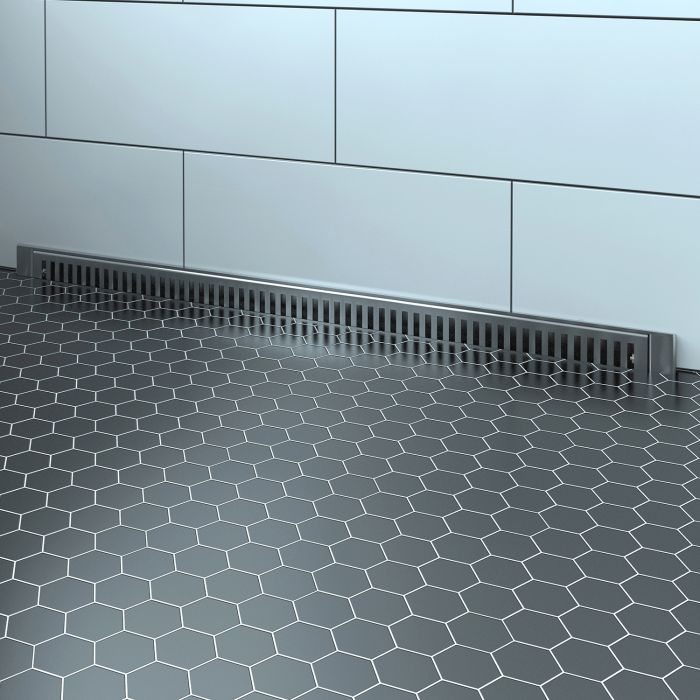 Drain mural complet en inox 24 po inox