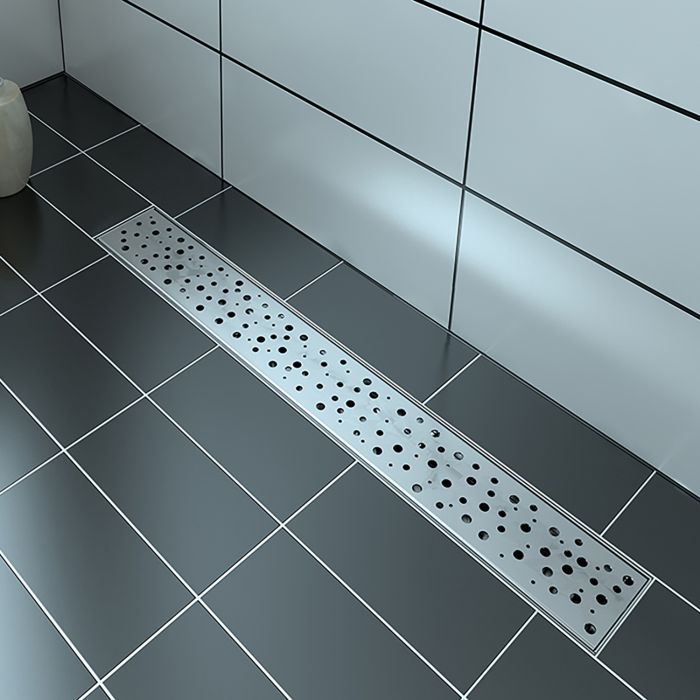 Grille linéaire en inox 24 po motif rond Drain linéaire inox