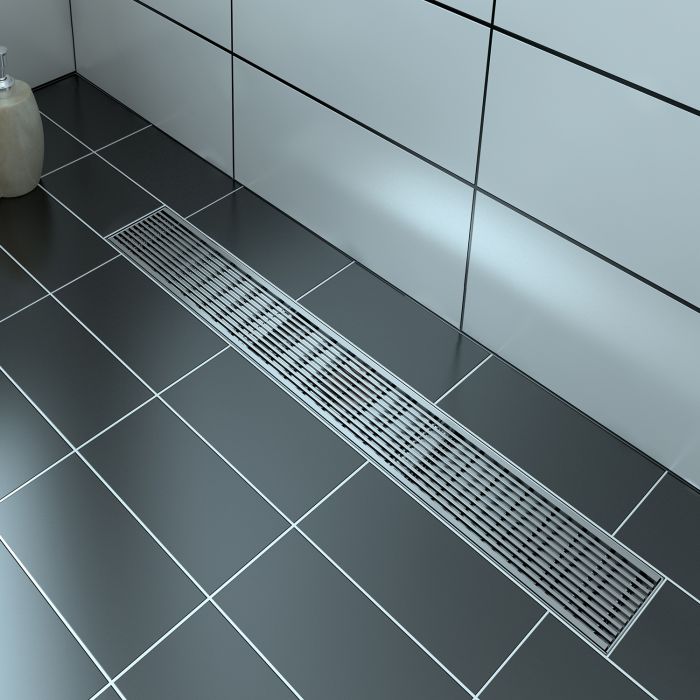 Grille linéaire en inox 24 po motif linéaire Drain linéaire inox