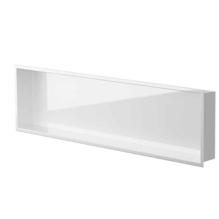Niche murale de douche Alba 12 po x 48 po blanc lustré