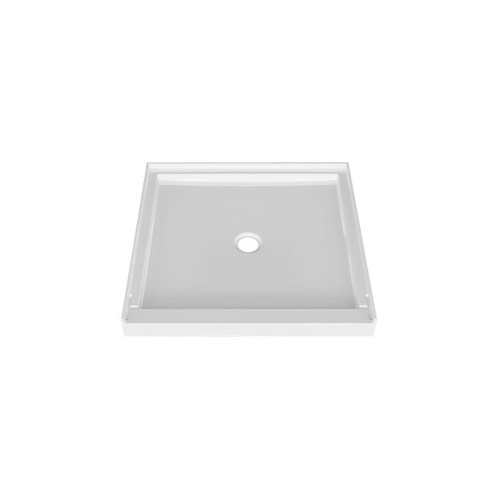 Base de douche Sans cache drain 36 x 36 po blanc lustré en alcôve en blanc lustré