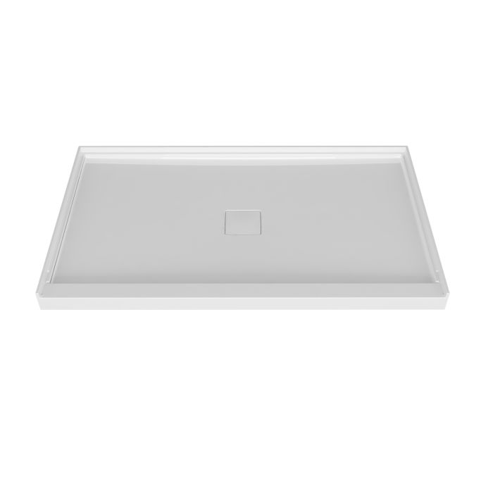 Base de douche Avec cache drain magnétique 42 x 36 po blanc lustré en alcôve en blanc lustré