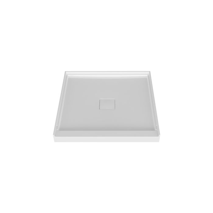 Base de douche Avec cache drain magnétique 42 x 42 po blanc lustré en alcôve en blanc lustré