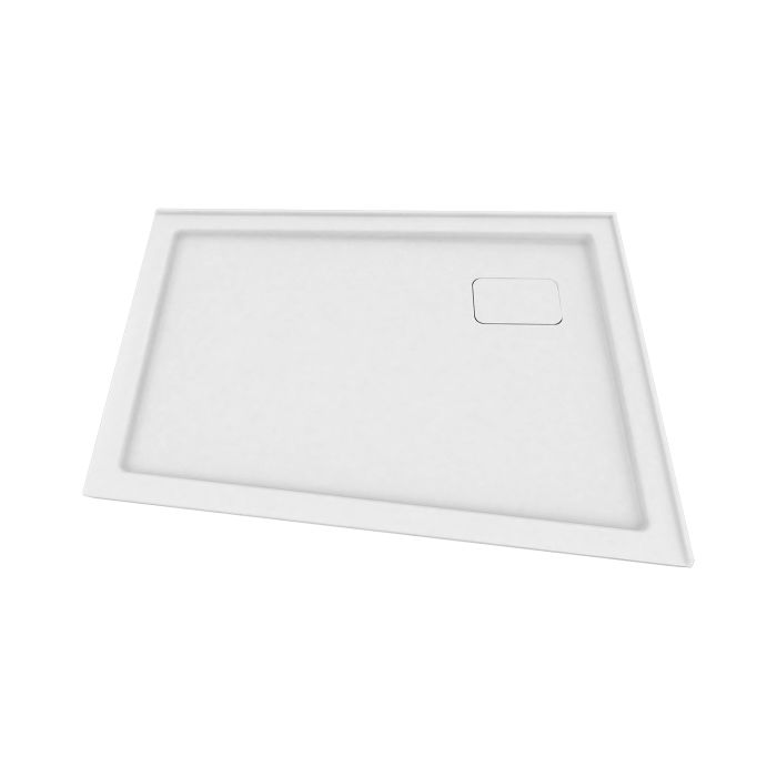 Base de douche en angle 54 po x 36 po mur à droite blanc lustré