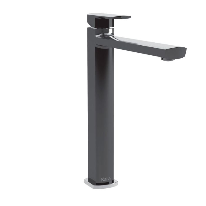 Grand robinet pour lavabo monotrou (sans drain) Grafik Noir et chrome