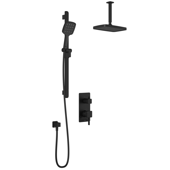 Plus - SquareOne TD2 Ensemble de douche (sans valve) - Bras vertical - Noir mat